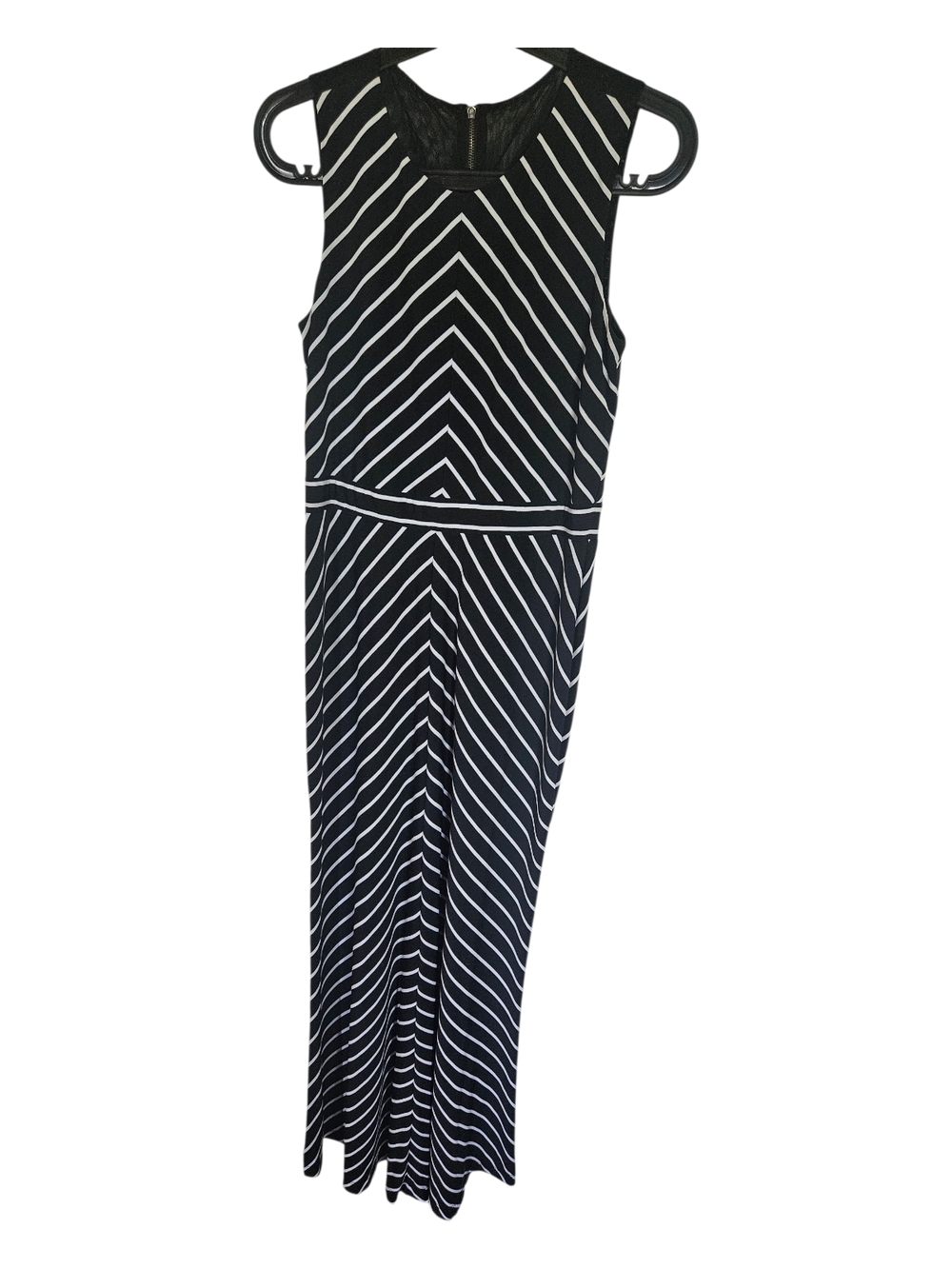 Taylor Black & White Striped Sleeveless Jumpsuit